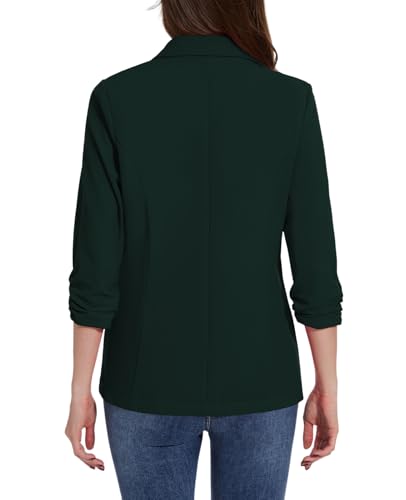 MINTLIMIT Womens Casual Blazers 3/4 Ruched Sleeve One Button Blazer Lapel Collar Business Office Suit Jacket with Pockets2