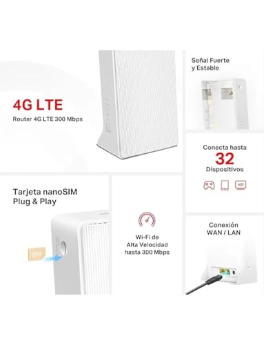 Mercusys MB110-4G - Router 4G LTE SIM, WiFi 300 Mbps, 2 Puertos Ethernet - Imagen 4