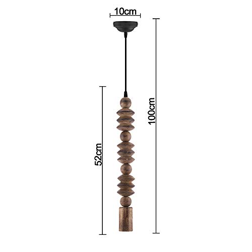 Image of Homesake Rustic Beaded Swag Pendant, Balcony Bar Cafe Living Dining Room, Retro Loft Light, Ceiling Hanging Light (Walnut, Mix)
