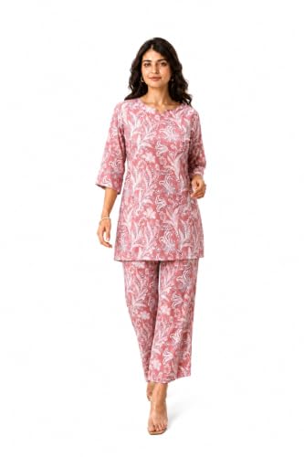 Image of RANGRIKA.in Co-ord Set for Women Stylish | Kurta Set for | Short Kurti with Palazzo | Ethnic Jaipuri Kurti Set | Kurti Palazzo Set | Salwar Suit