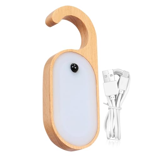 Door Knob Lamp, Message Lamp,Wooden Message Motion Sensor Light, Wood LED Rechargeable Motion Sensor Doorknob Message Board Night Light for Bedroom Kids Adults