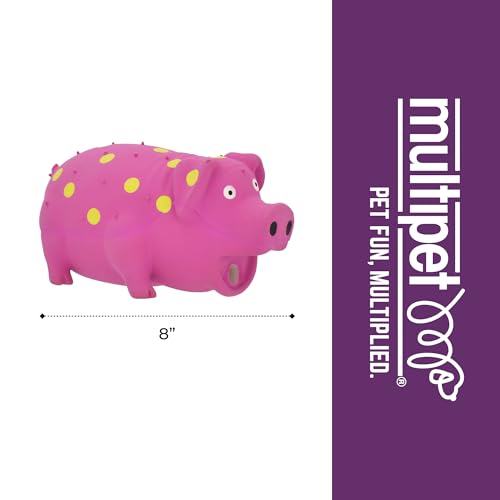 Multipet's 9-Inch Latex Polka Dot Globlet Pig Dog Toy, Assorted Colors, Large