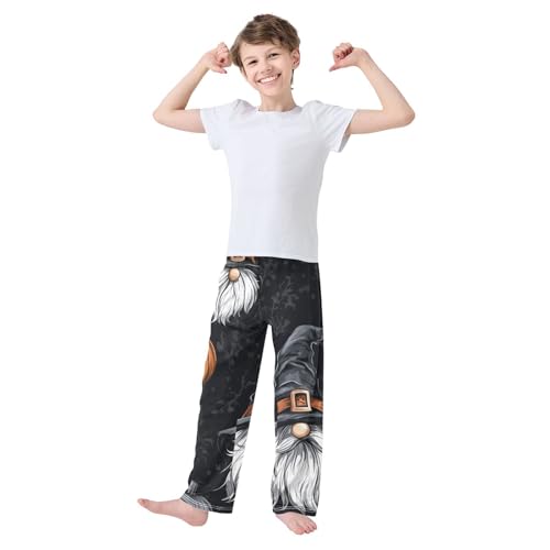 Gnome with Witch Hat Boys Long Pants Soft Trousers Elastic Waist Kids Lounge Bottoms with Pockets S-XL3