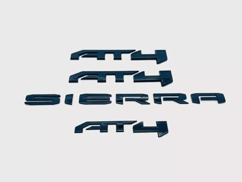 Image of 4PCS Kits AT4 Overlay Emblem Badge Sticker Sierra Replacement for 2019-2024 Sierra 1500 (Gloss Black)