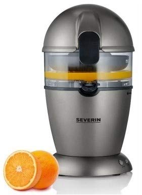 SEVERIN Volautomatische citruspers, elektrische sappers voor hoge sapopbrengst direct in het glas, sinaasappelpers met Easy-Clean-concept, grijs-metallic/zwart, CP 3537