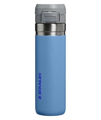Image of STANLEY Quick Flip GO Bottle, 24 oz, Blue Sky | Push Button Lid | Packable for Travel and Sports | Leakproof Water Bottle | Insulated Stainless Steel | BPA-Free