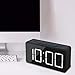 GLOUE Small Mini Digital Alarm Clock for Travel with LED Time or Temperature Display, Snooze, Adjustable Brightness Simple Operation 12/24Hr (Black)