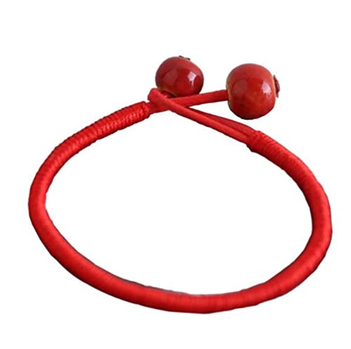 VNEWSCHI Pulsera de cuerda roja con dije de la suerte, pulseras y brazaletes de cuentas de cerámica para mujeres y hombres, hechos a mano, nudos rojos, pulseras de hilo rojo, joyería, regalo de San