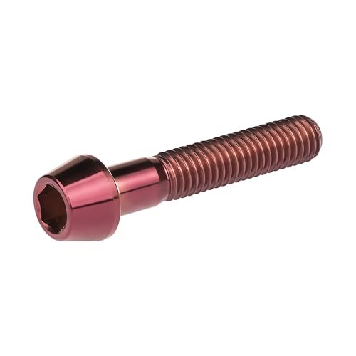 Image of Titanium Ti Bolt M5x9 16 18 20 25 30 35 40 45 50 55 60mm Tapered Head Screws Pack of 4 (M5x30mm, Burgundy)