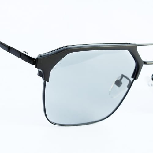 Image of Photochromic Square Sunglasses for Men, Metal Frame, UV Protection, Stylish Everyday Eyewear