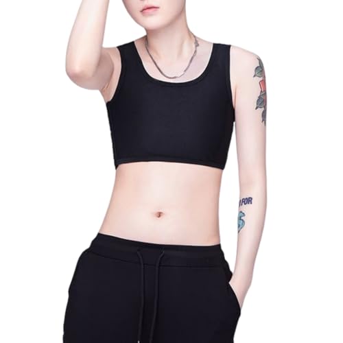 YIXANNX Camiseta sin mangas para mujer, chaleco, camisa, carpeta para el pecho, ropa interior elástica adelgazante, vendaje reforzado, corsé corto, ropa femenina, Negro, l