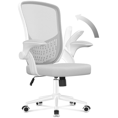 naspaluro Chaise de Bureau : Fauteuil Bureau Ergonomique avec Reversible Armrest,Soutien Lombaire,Hauteur Réglable Siege en Maille Respirante Convient à la Maison Bureau,Lecture,Grise