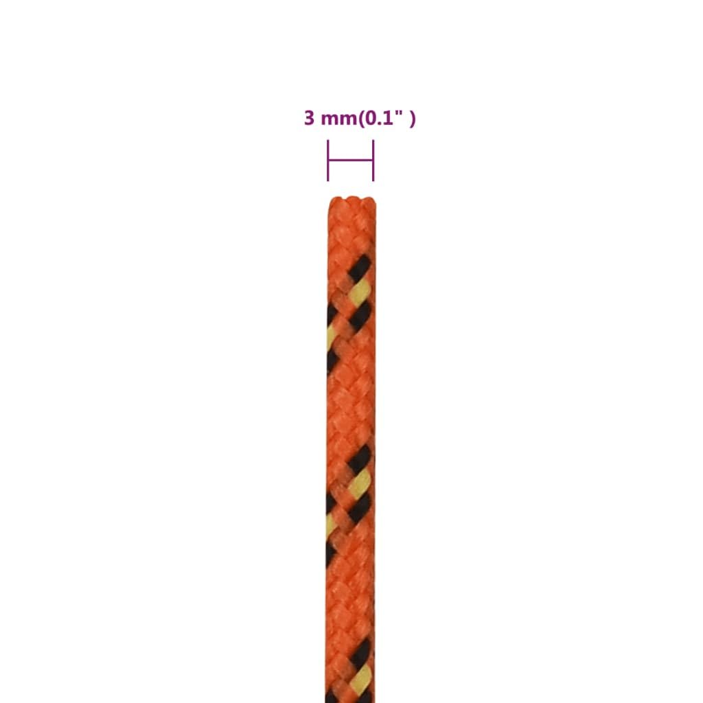 Corde de Bateau Orange 3 mm 250 m en polypropylène résistante à l'abrasion pour nautisme, Camping, travaux, amarrage, Transport, Fixation, Corde à Linge, sécurité, manutention, remorquage