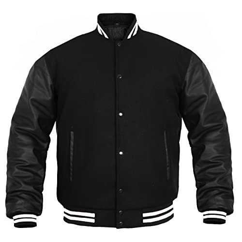 Deckra Boys Varsity Jacket Leather Arms Wool Polyester Quilted Kids/Children Varsity Jacket