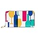 Portefeuille imprimé brique pour femmes et filles - Long sac à main en cuir avec fermeture éclair - Porte-cartes, Verres à cocktail et bouteilles de vin, Taille unique