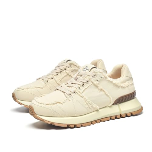 BEAU TODAY Platform Denim Sneakers for Women, Womens Chunky Canvas Sneakers, Fashion Comfortable Causal Walking Running Tennis Shoes2