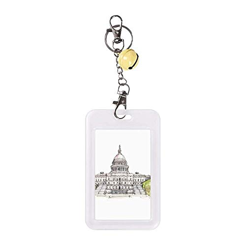 Badge Capitole États-Unis pochette carte crédit Art Déco jaune cloche