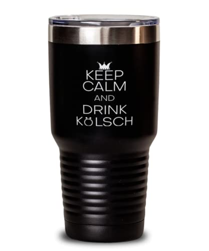 Vaso aislado de acero inoxidable de 30 onzas, divertido Keep Calm & Drink Kolsch