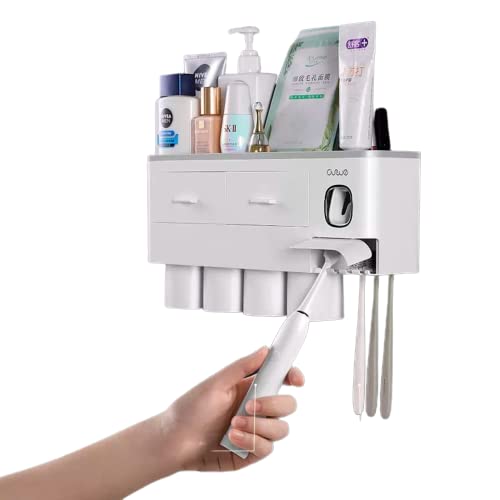Porta Cepillo De Dientes para Pared con Soporte Cepillo De Dientes, Dispensador De Pasta De Dientes Y Estante Multiusos para Mayor Comodidad En Tu Baño Cover