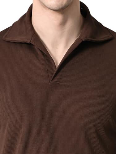 Image of Men Polo Collar Neck Full Sleeve's Tshirt (in, Numeric, 38, Regular, Brown)
