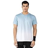 Men's Dip Dye Shirt Mens Cotton Short Sleeve Dip-Dyed T-Shirts Tops Reflective Print Designer Tee Colours Black and Lightblue (M, Lightblue)