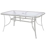 MONTY Mesa de Jardín Rectangular 150x90 cm de Acero Arena con Tablero de Cristal Templado 5mm | Pintura Anticorrosión, Uso Exterior | para 4 Personas | Requiere Montaje | Classic