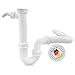 Produktbild AQUADE Flexibler Siphon Waschbecken 1 1/2 Zoll x 40/50 mm mit Flex Ablaufschlauch und 1x Geräteanschluss - Raumsparsiphon Waschtisch Röhrensiphon Geruchsverschluss aus Kunststoff für Küchenspüle