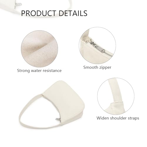 Women's Shoulder Bag Purse Simple One-Shoulder Underarm Bag Lightweight and Practical (Canvas/Beige)3