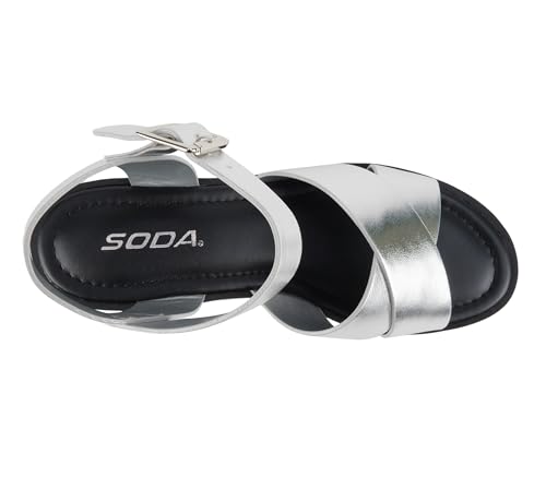 Image of Soda inchJoey inch ~ Women Open Toe Criss Cross Strap Mid Heel Sandal with Adjustable Ankle Strap