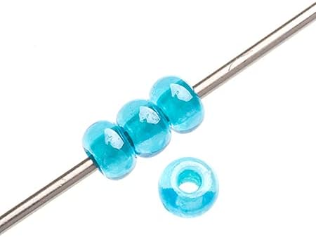John Bead Czech Glass Seed Beads 10/0 (2.3mm Diameter) Color Lined Aqua Transparent DIY Jewelry Making Beads - 500g Bulk Bag by Preciosa (Jablonex)