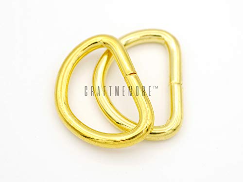 Craftmemore D-Ring Findings 5/8, 3/4 & 1 Inch Metal Non Welded D Rings For Belts Bags Lanyard Leathercraft Avail 4 Colors (1" X 20 Pack, Gold) #TOP3