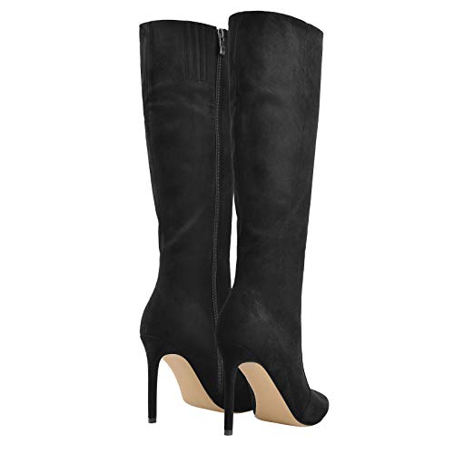 Image of LISHAN Women's Pointed Toe Under the Knee High Boots Stiletto High Heels