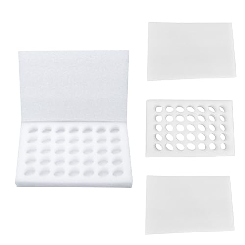 QIUMING Porta uova di quaglia Scatole per uova di quaglia Con coperchio Griglie Vassoio in Schiuma per Uova di Riutilizzabili Antiurto Materiale in schiuma (Uova di quaglia, 35 Griglie)