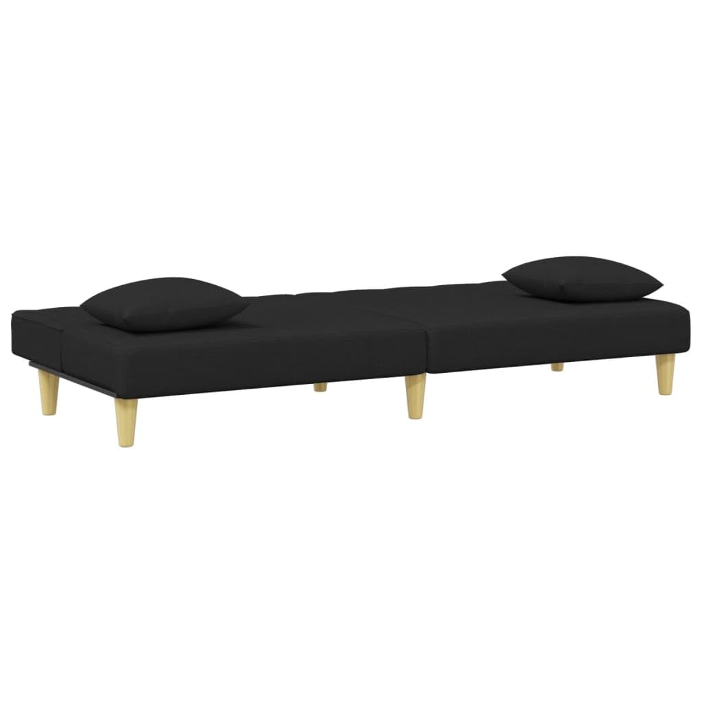 Gecheer Divano Letto 2 Posti con Cuscini e Poggiapiedi Nero in Tessuto,Divano a 2 Posti,Divano Imbottito,Divanetto Moderno,Divanetto,Divani da Soggiorno,Divano Angolare con Chaise Longue Penisola