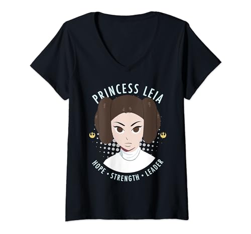 T-shirt Star Wars Princess Leia col en V pour femme motif imprimé dessin animé