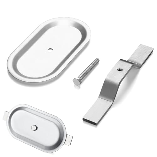 Otoolling 3" x 5" Oval Hand Hole Cover for Light Poles Galvanized Steel Cover Plate with Stainless Steel Mounting Strap and Bolt