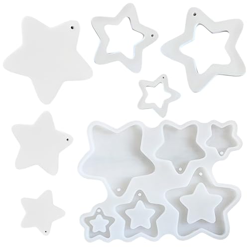 Mritrit Moldes de silicone forma de estrela moldes para resina epóxi velas artesanato de silicone moldado gesso sabão molde de Natal árvore de alce pendente de fundição