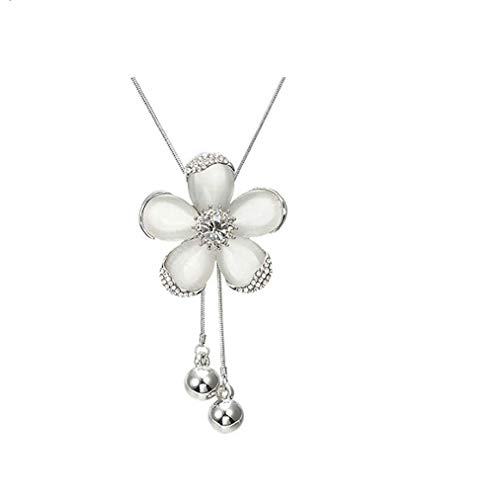 COLORFUL BLING Tulip LY White Crystal Pendant Necklace Long Sweater Necklace Fashion Jewelry