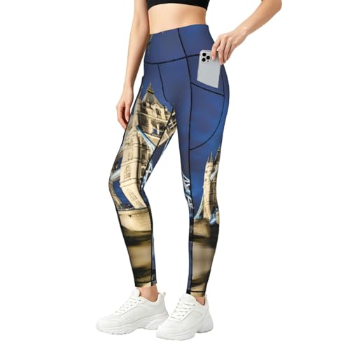 Leggings de Londres Tower Bridge sin transparencias con bolsillos para fitness