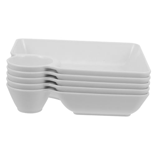 LABRIMP Lot D'assiettes à Raviolis avec Compartiment à Sauce 5 Pièces, Assiettes Sushi Japonaises, Plateau De Service Polyvalent pour Chips, Plats Compartimentés Pratiques Et Solide pour d