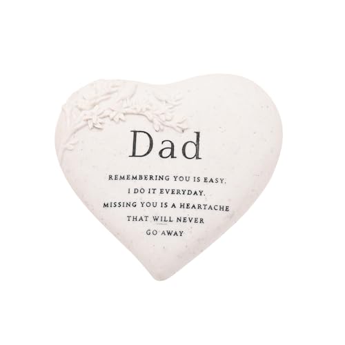 Thoughts of You Graveside Branch Heart – Dad | Memorial Plaque with Sentimental Verse & Branch Detail | Heart-Shaped Resin Ornament for Grave or Home Tribute
