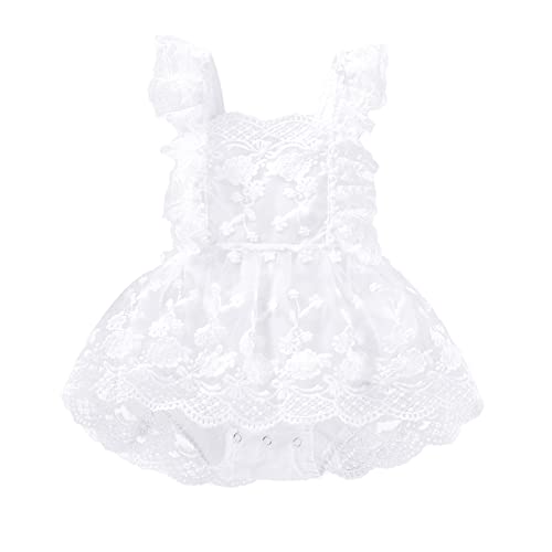 Image of Kaipiclos Newborn Baby Girl Outfits Butterfly Ruffle Lace Romper Jumpsuit Bodysuit Half 1st Birthday Photoshoot Dress
