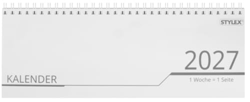 Stylex Schreibtischquerkalender 2027, 32 Blatt, 1 Woche pro Seite, Spiralbindung, Tischkalender quer von naund