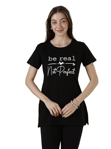 Image of 9shines Label Cotton Plus Size Long T-Shirt Tunic | Hip Covering Regular Top Nightwear| Sleepshirt Lounge wear for Women with Pocket (M-7XL)
