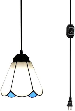 ANYE Tiffany Retro Lighting Nordic Retro Art Handmade Glass Shade Lighting 15ft UL Certification Dimmable Switch Cord Chandelier Bulb Not Included TB0304-4.5M