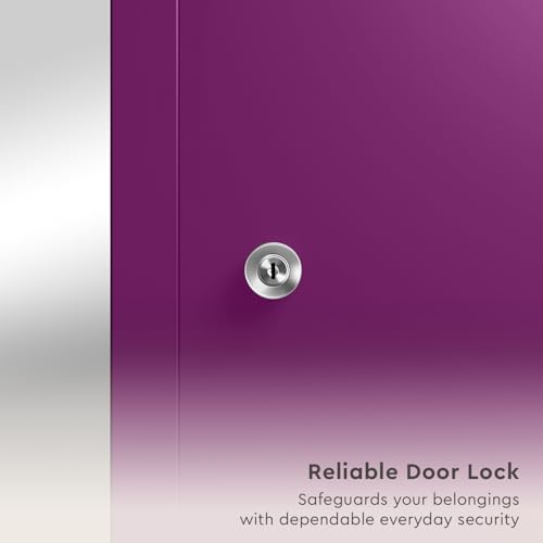 Image of Interio by Godrej Marc 2-Door Steel Almirah with Mirror (Textured Mulberry), 1-Year Warranty, 1 Locker, 1 Drawer, 5 Shelves