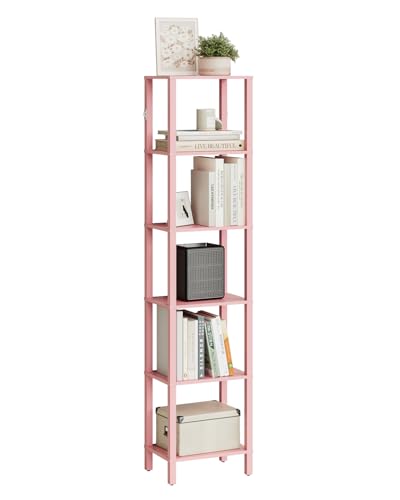 Apetaccat Book Shelf, 6 Tier Tall Bookshelf, Narrow Bookcase with Open Shelves, 38x 27 x 167CM, Book Shelves for Living Room, Office, Study, Pink - Image 7