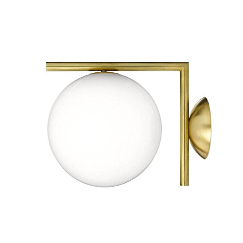 Flos Ic C/W1 Lampada, E14, 60 watts, Bianco /Ottone