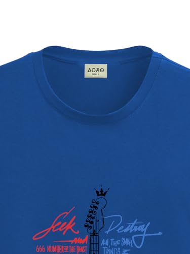 Image of ADRO Guitar Design Printed T-Shirt for Men - 100% Cotton, Regular Fit, Soft Breathable Fabric.