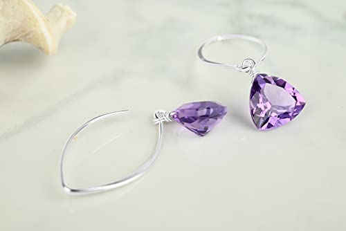 Purple Amethyst Trillion Quartz Sterling Earrings4
